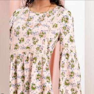 Matilda Jane Pink Floral Lace-Trim Boho Dress